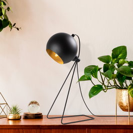 Opviq Lámpara de mesa Negro y dorado
